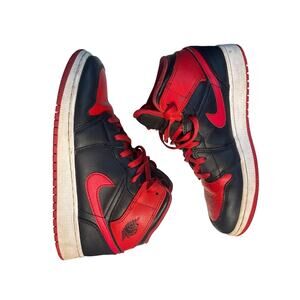 Air Jordan 1 mid Black/Fire red 7Y
